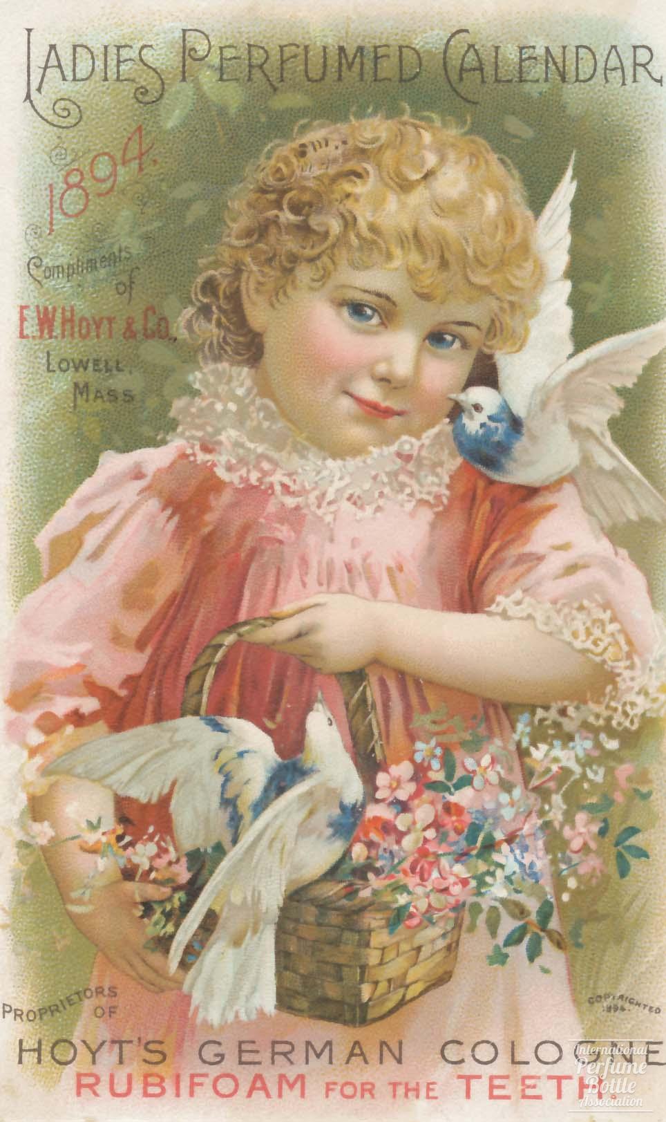 "Hoyt's German Cologne" Scent Card by E. W. Hoyt With 1894 Calendar