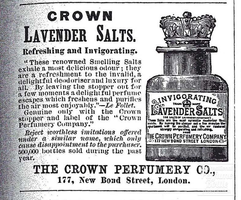"Lavender Salts" by Crown Perfumery Co. Advertisement - 1892