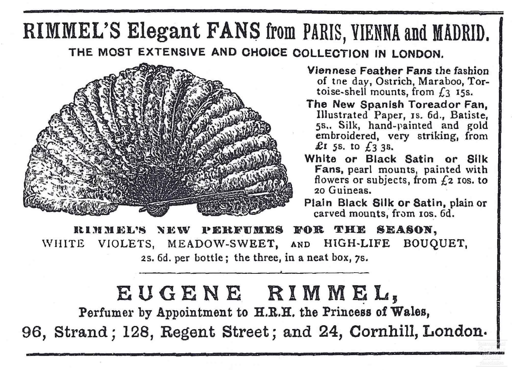 Elegant Fans by Rimmel Advertisement - 1886