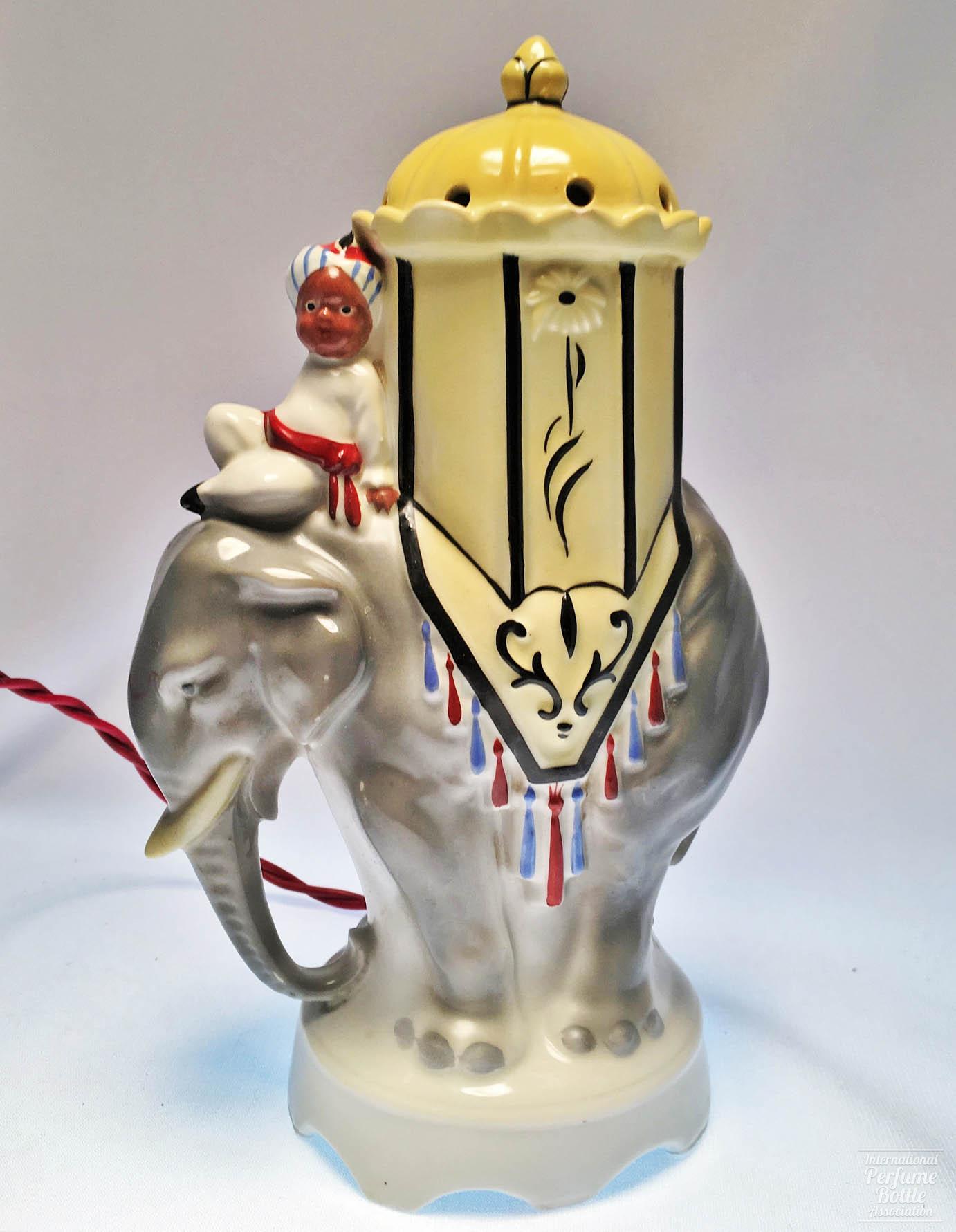 Boy Riding Elephant with Howdah Perfume Lamp