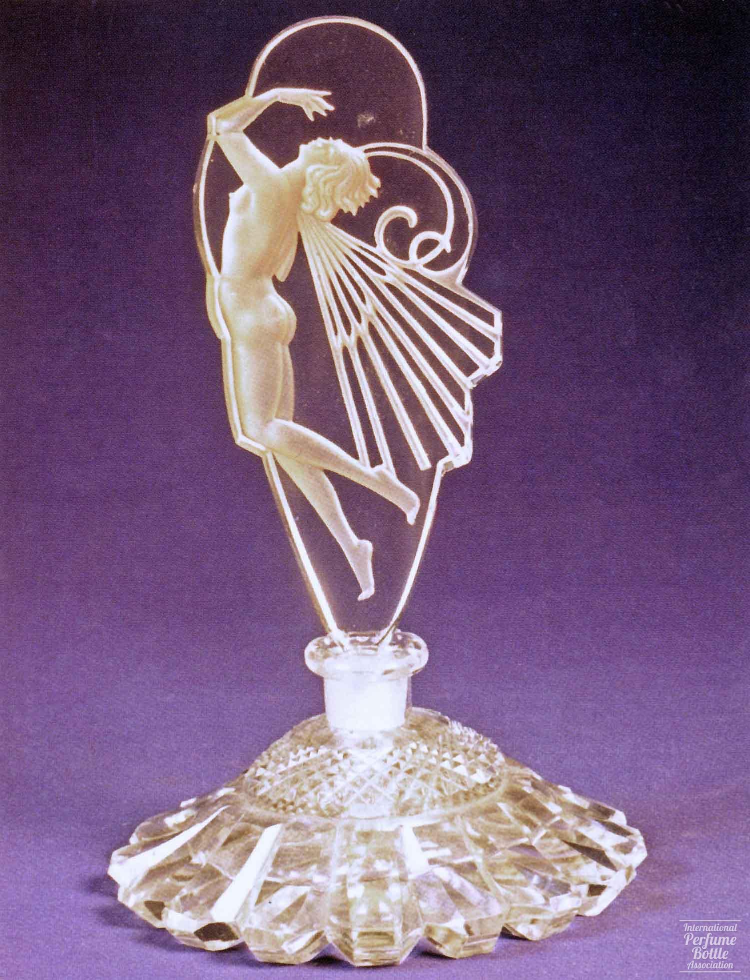 Czech Bottle With Female Nude as Butterfly Stopper