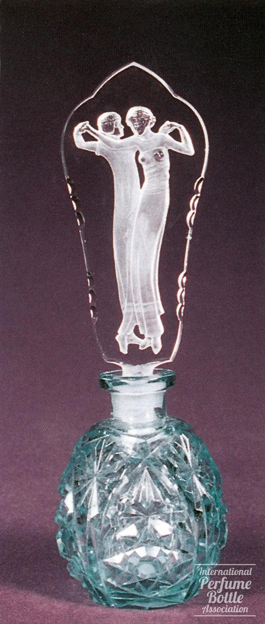 Blue Bottle With Pair of Female Dancers