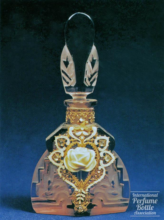 Czech Bottle With Metal Filigree