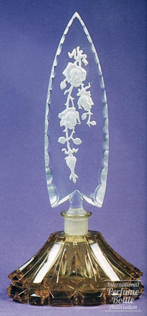 Amber Czech Bottle With Roses