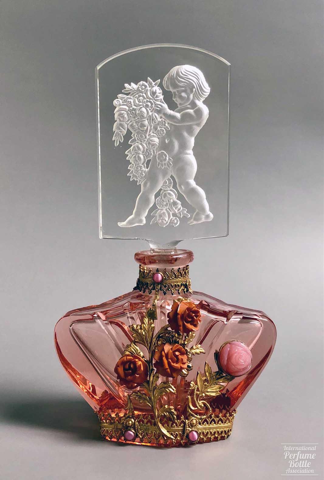 Jeweled Pink Czech With Cherub