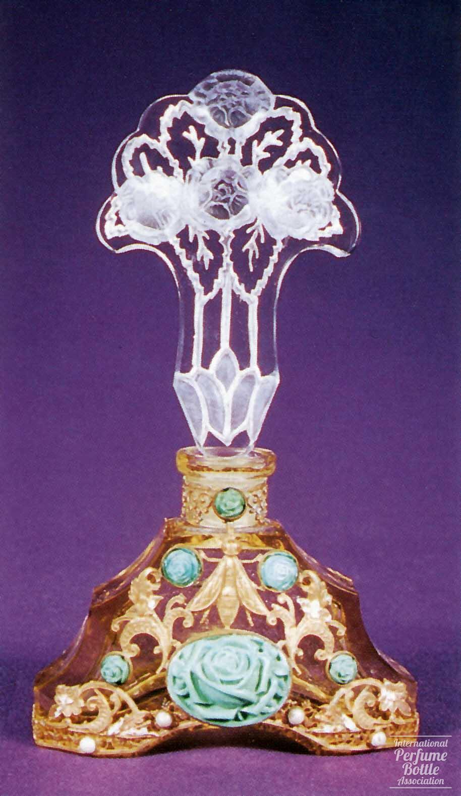 Jeweled Yellow Czech With Floral Stopper