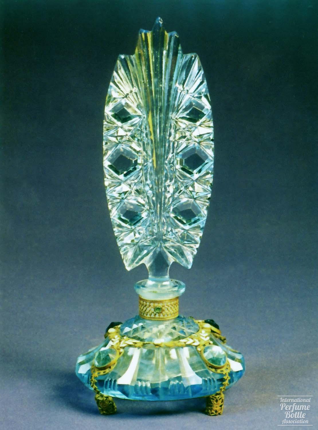 Jeweled Blue Czech Bottle
