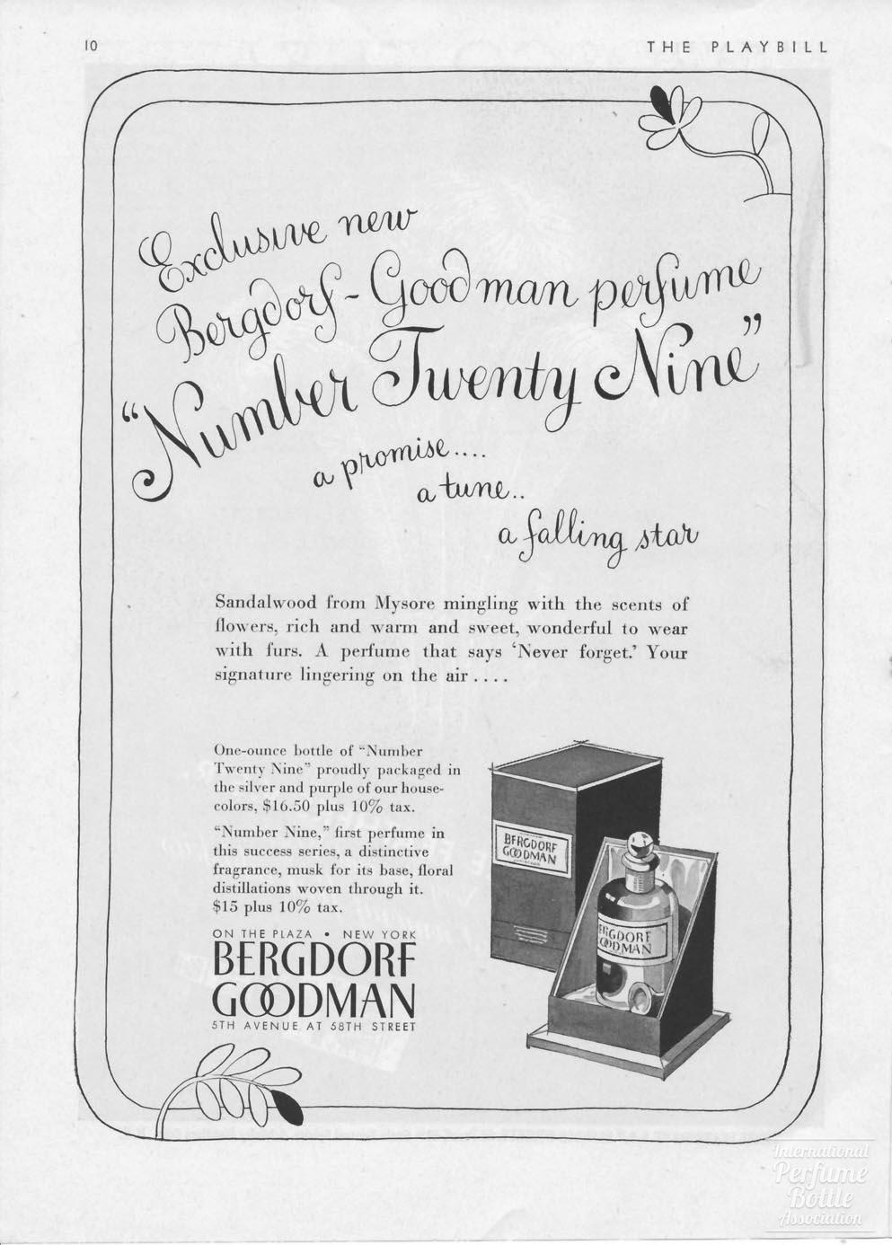 "Number Twenty Nine" by Bergdorf Goodman Advertisement - 1940's