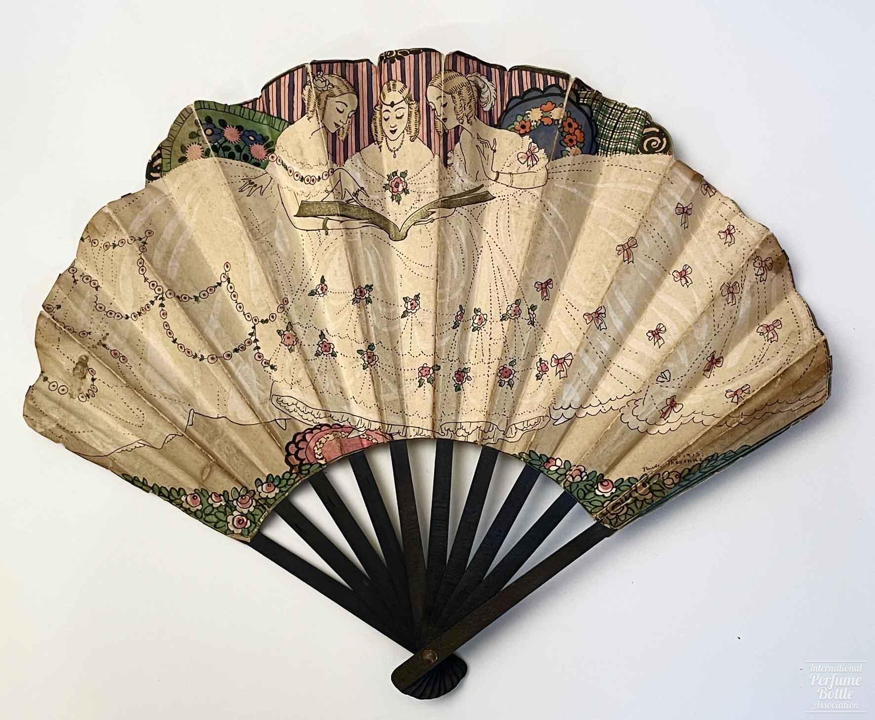 Advertising Fan for Herman Tappé +portrait of Madame Tappé by Paul Thévanaz, artist